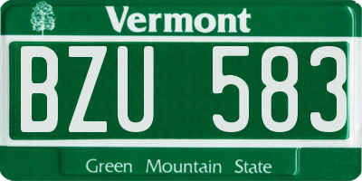 VT license plate BZU583