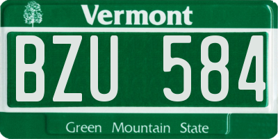 VT license plate BZU584
