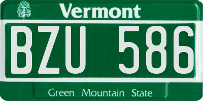 VT license plate BZU586