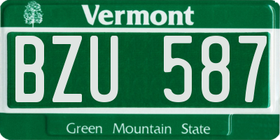 VT license plate BZU587