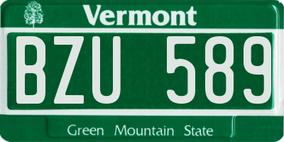 VT license plate BZU589