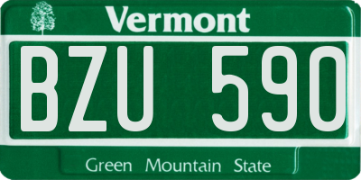 VT license plate BZU590