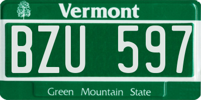 VT license plate BZU597