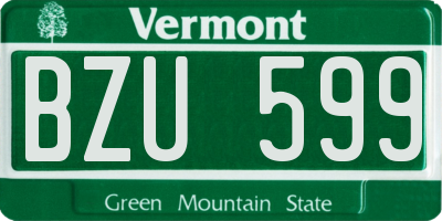 VT license plate BZU599