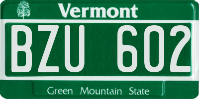VT license plate BZU602