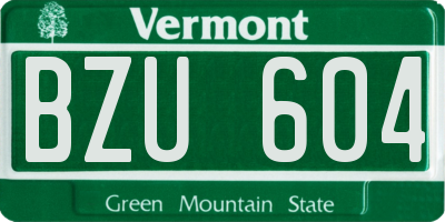VT license plate BZU604