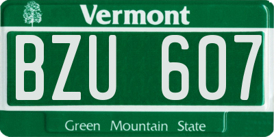 VT license plate BZU607