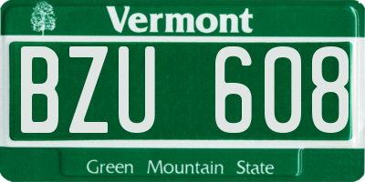 VT license plate BZU608
