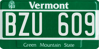 VT license plate BZU609