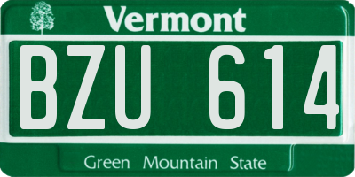 VT license plate BZU614