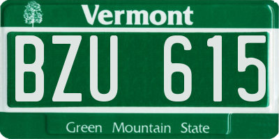 VT license plate BZU615