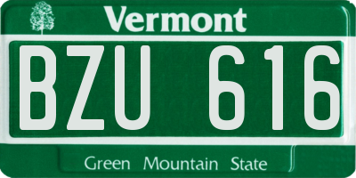 VT license plate BZU616