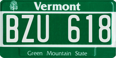 VT license plate BZU618