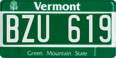 VT license plate BZU619