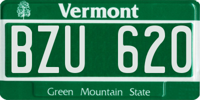 VT license plate BZU620