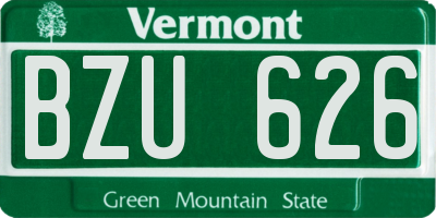 VT license plate BZU626