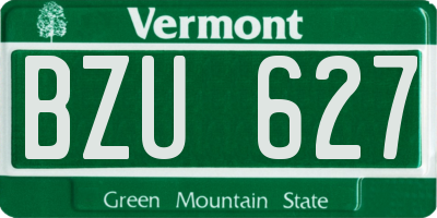 VT license plate BZU627