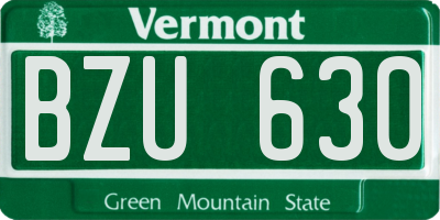 VT license plate BZU630