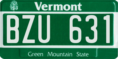 VT license plate BZU631