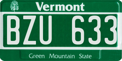 VT license plate BZU633