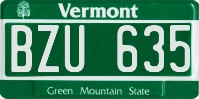 VT license plate BZU635