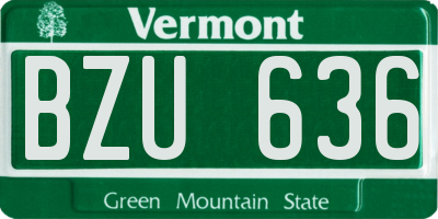 VT license plate BZU636