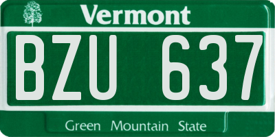 VT license plate BZU637