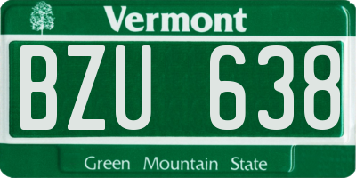 VT license plate BZU638