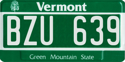 VT license plate BZU639
