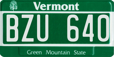VT license plate BZU640