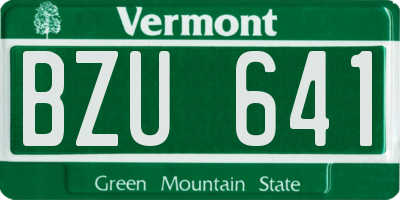 VT license plate BZU641