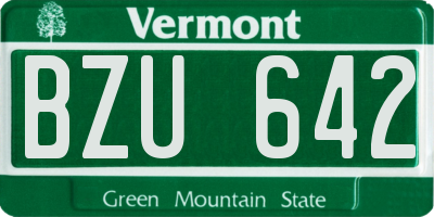 VT license plate BZU642