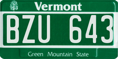VT license plate BZU643