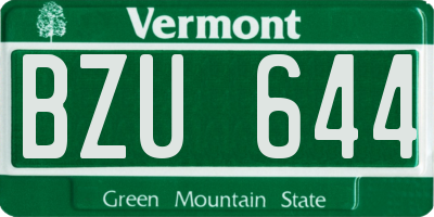 VT license plate BZU644