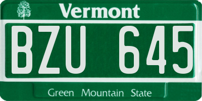 VT license plate BZU645
