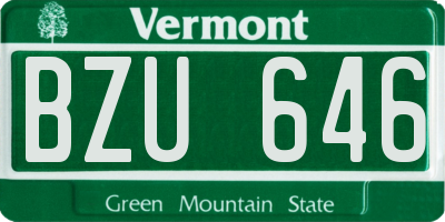 VT license plate BZU646