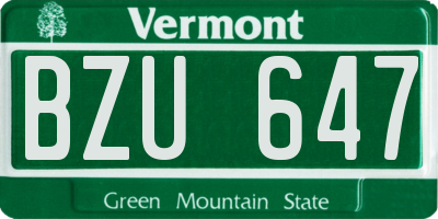VT license plate BZU647