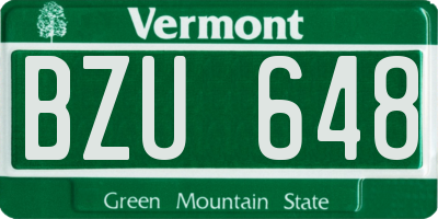 VT license plate BZU648