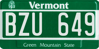 VT license plate BZU649