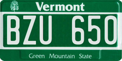 VT license plate BZU650