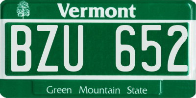 VT license plate BZU652