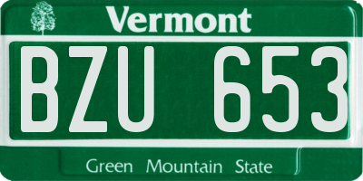 VT license plate BZU653