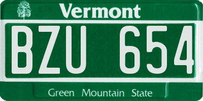 VT license plate BZU654