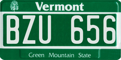VT license plate BZU656