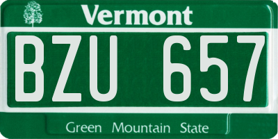 VT license plate BZU657