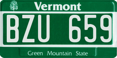 VT license plate BZU659