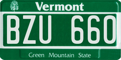 VT license plate BZU660