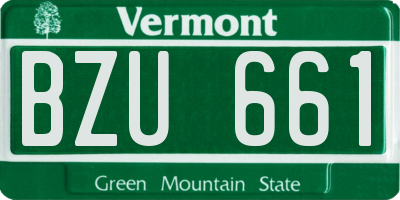 VT license plate BZU661