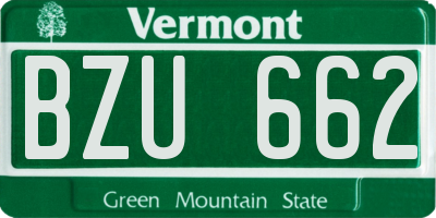 VT license plate BZU662