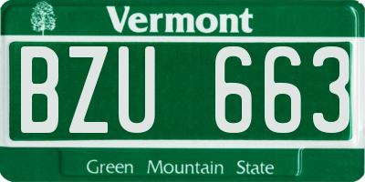 VT license plate BZU663